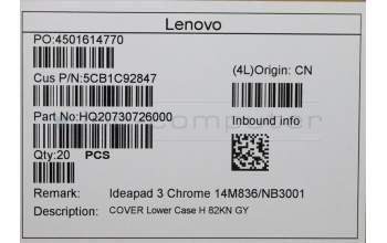 Lenovo 5CB1C92847 COVER Lower Case H 82KN GY