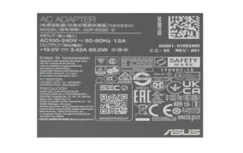 Asus E1504FA Original Netzteil 65,0 Watt kleine Bauform