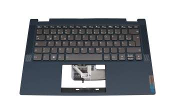 PR4SB-GE Original Lenovo Tastatur inkl. Topcase DE (deutsch) dunkelgrau/blau mit Backlight blau